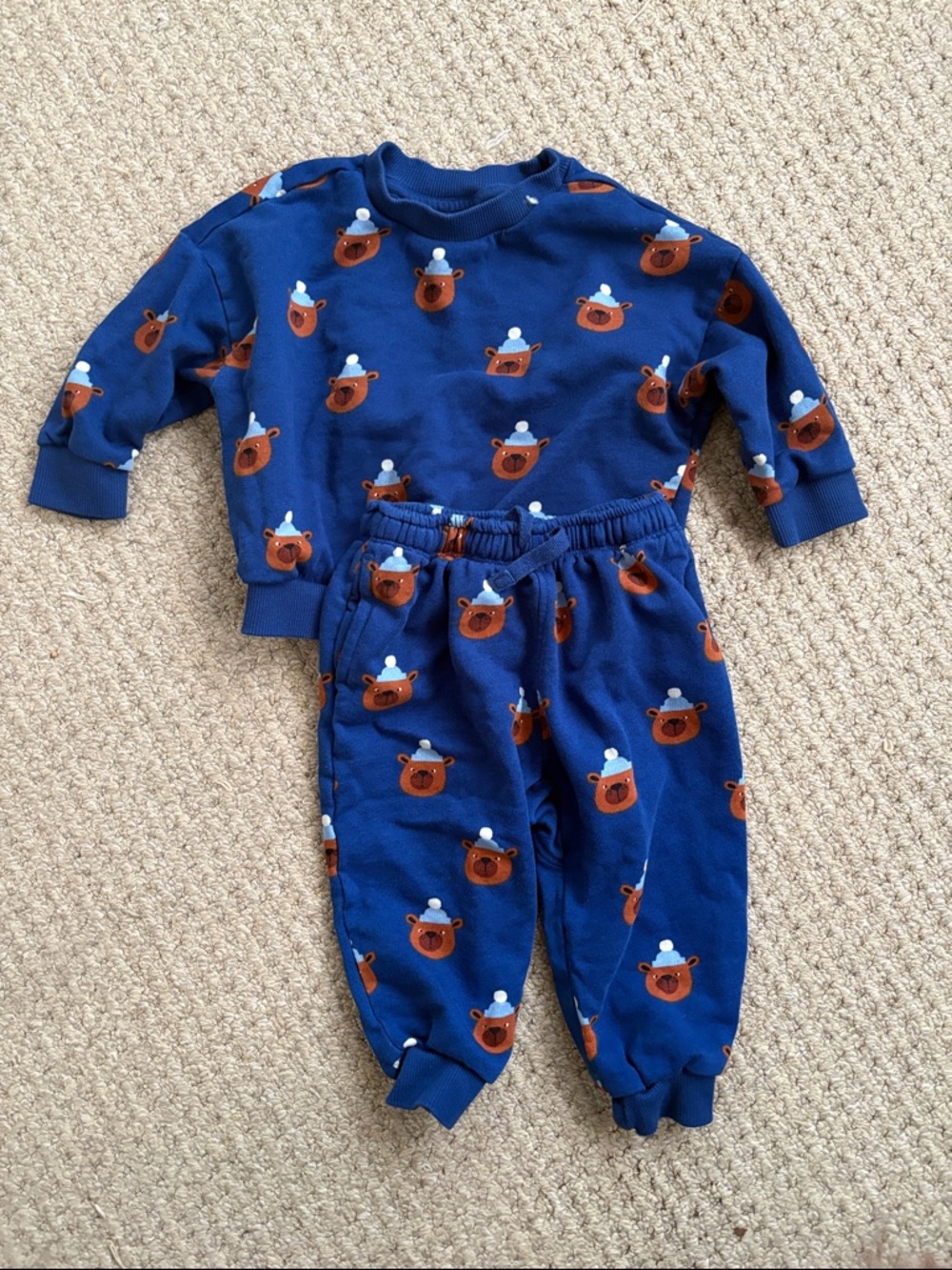 Hanna Andersson 18-24 Months Bear Print Matching Sweatsuit 100% Cotton